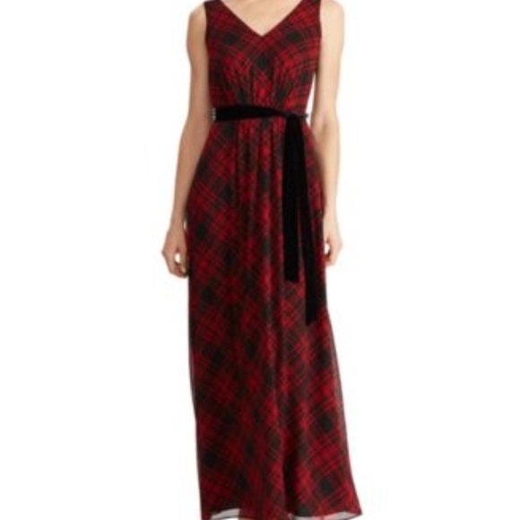 Ralph Lauren RALPH LAUREN Womens Red Belted Plaid - Picture 1 of 2